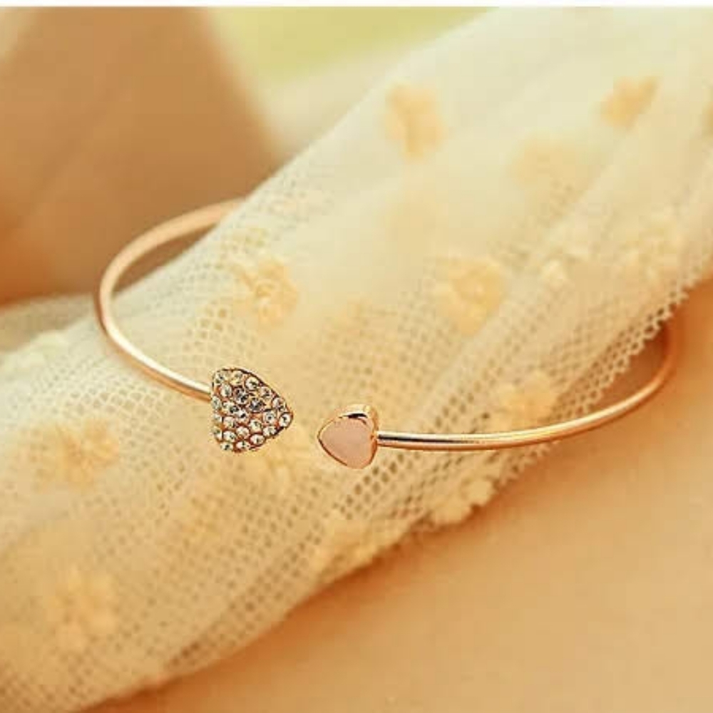 Danity Adjustable Open Cuff Heart Bracelet